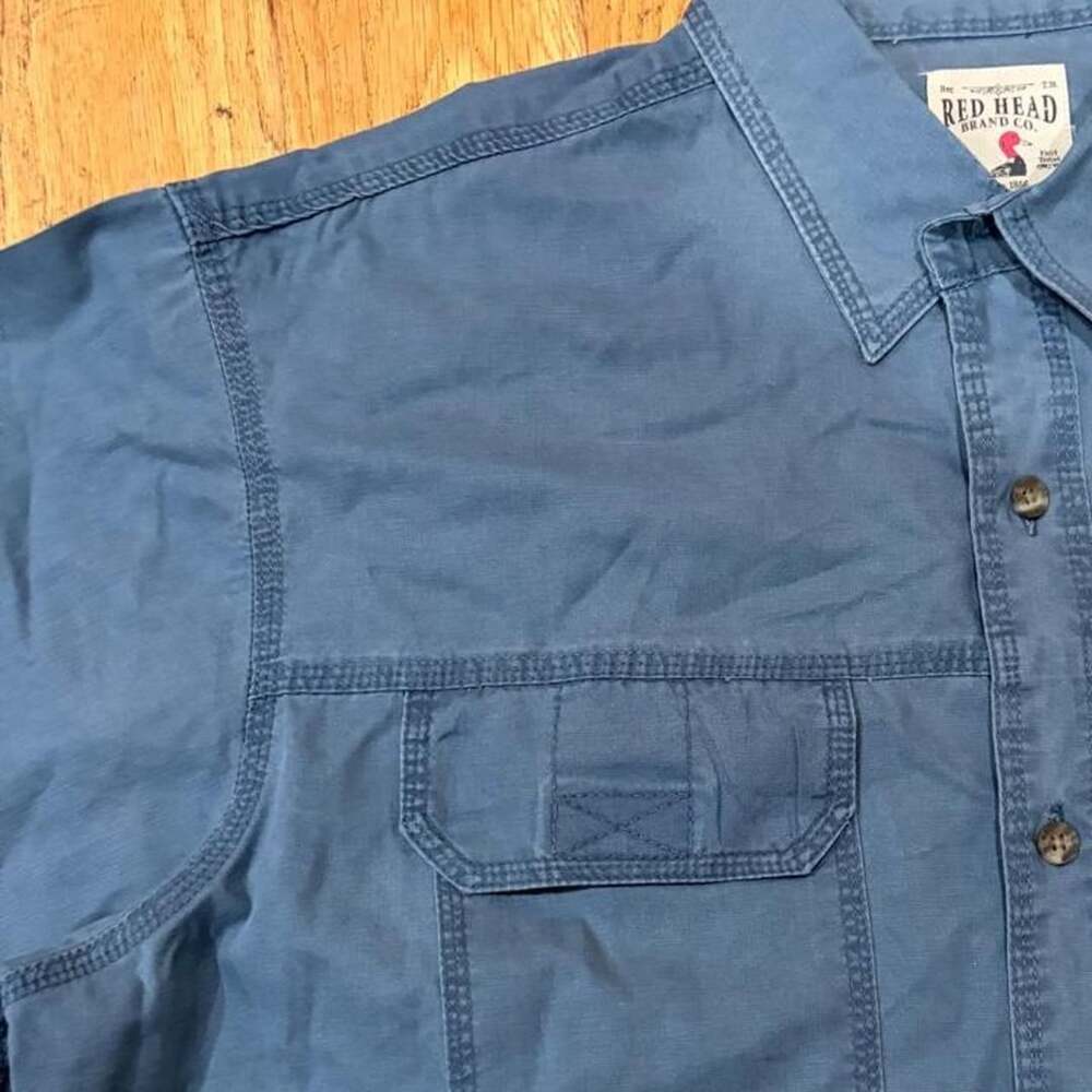 Red Head Men's Blue Short Sleeve Utility Fishing Shirt - Picture 4 of 5